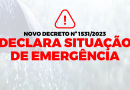 Decreto Municipal Nº 1531/2023 que “Declara Situação de Emergência nas áreas do Município de Nova Brasilândia D’Oeste/RO afetadas por inundações”